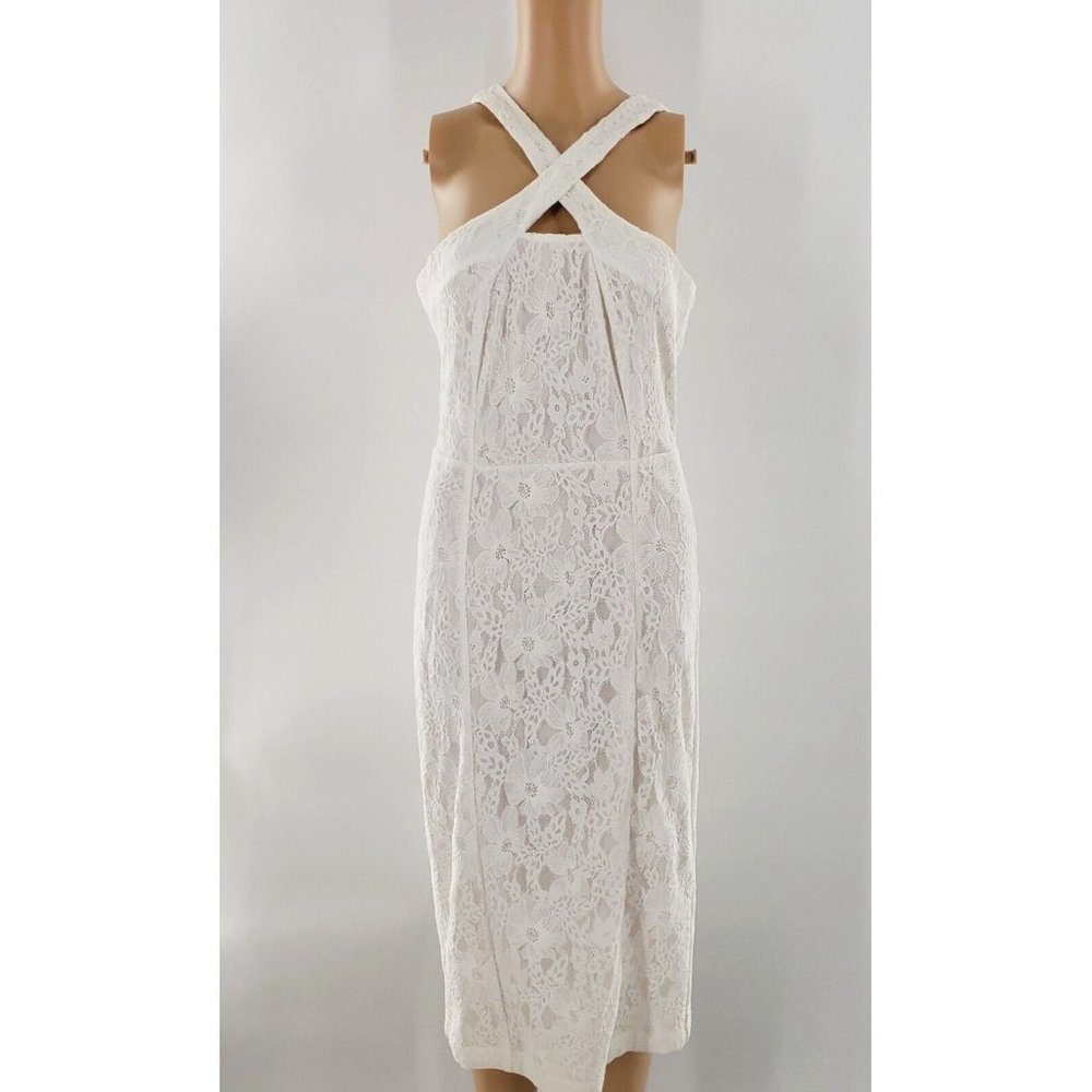 Eva Mendes Lace Sheath Dress - White (Size 2)